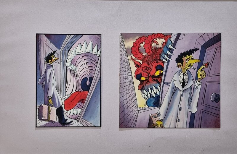 En vente - Philippe Foerster, Porte à porte malheur - couverture et 4ème de couverture - Couverture originale