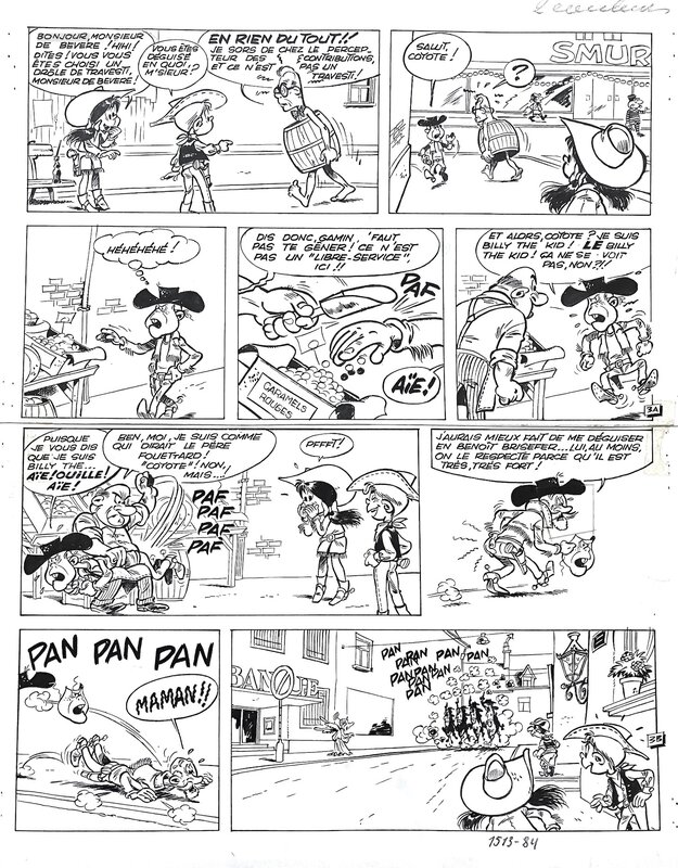 En vente - Jidéhem, Vicq, Morris, SOPHIE ET BILLY THE KID - Planche originale