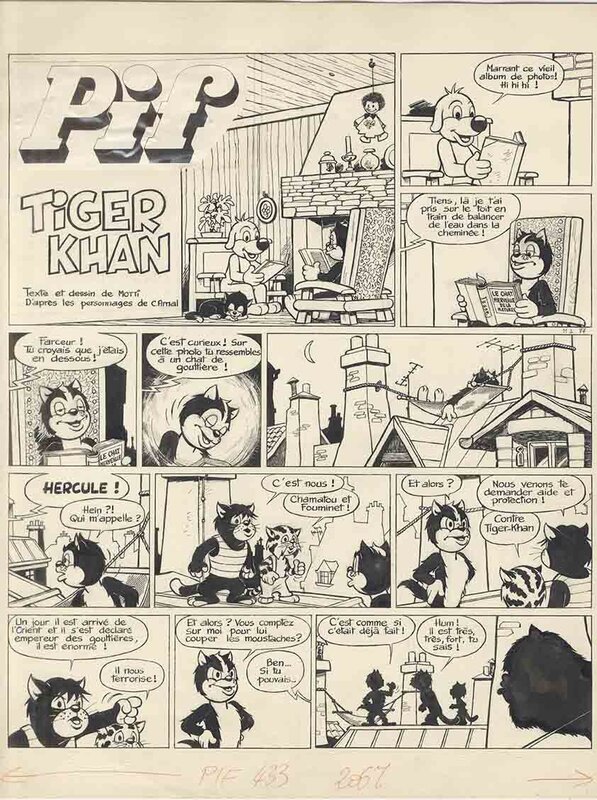 Michel Motti, José Cabrero Arnal, Motti, Pif, Tiger Khan, planche n°1 Titre, Pif Gadget#433, 1977. - Comic Strip Michel Motti, José Cabrero Arnal, Motti, Pif, Tiger Khan, planche n°1 Titre, Pif Gadget#433, 1977. - Comic Strip