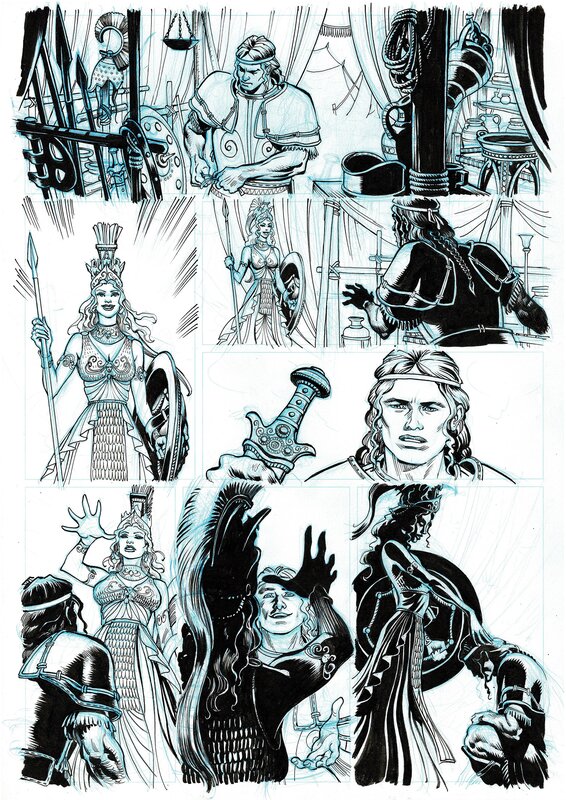 En vente - Athéna et Diomède par Pierre Taranzano - Planche originale