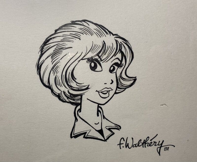 François Walthéry, illustration originale,  Portrait de Natacha. - Illustration originale François Walthéry, illustration originale,  Portrait de Natacha. - Illustration originale