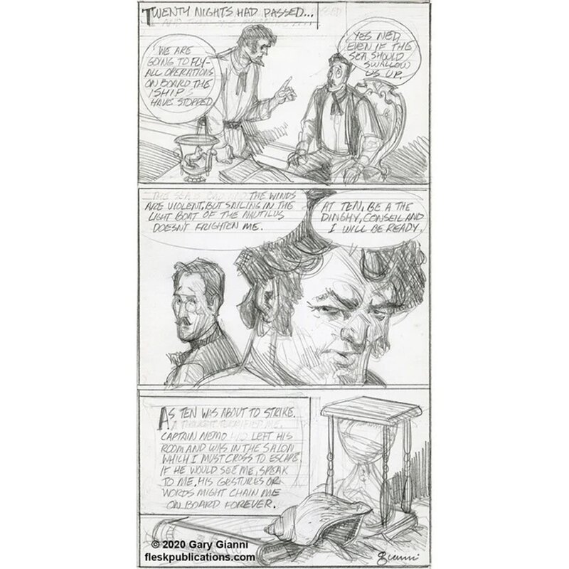 Gary Gianni, 20.000 Leagues under the Sea Pencil Panel - Illustration originale