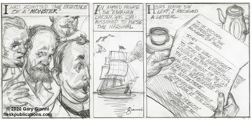 Gary Gianni, 20.000 Leagues under the Sea Pencil Panel - Original Illustration