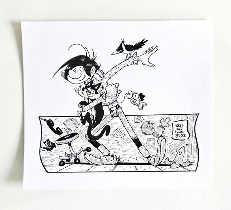 Dessin original de l'Inktober 2025 : Gaston Lagaffe par oTTami ! - Illustration originale