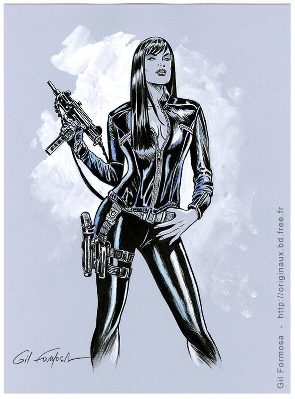 Lady X Uzi par Gil Formosa - Illustration originale