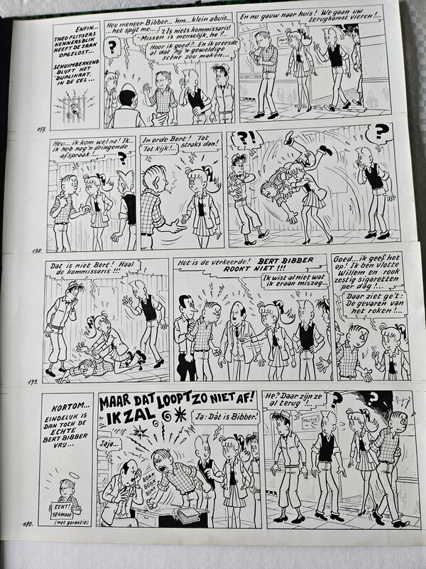 Pom, Piet Pienter en Bert Bibber. Originele pagina plaat 2 van tweeluik uit De Dubbelganger - Comic Strip