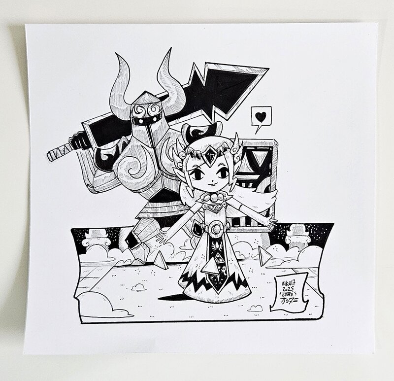 Dessin original de l'Inktober 2025 La Princesse Zelda de The Legend of Zelda Spirit Tracks et Windwaker par oTTami ! - Illustration originale Dessin original de l'Inktober 2025 La Princesse Zelda de The Legend of Zelda Spirit Tracks et Windwaker par oTTami ! - Illustration originale
