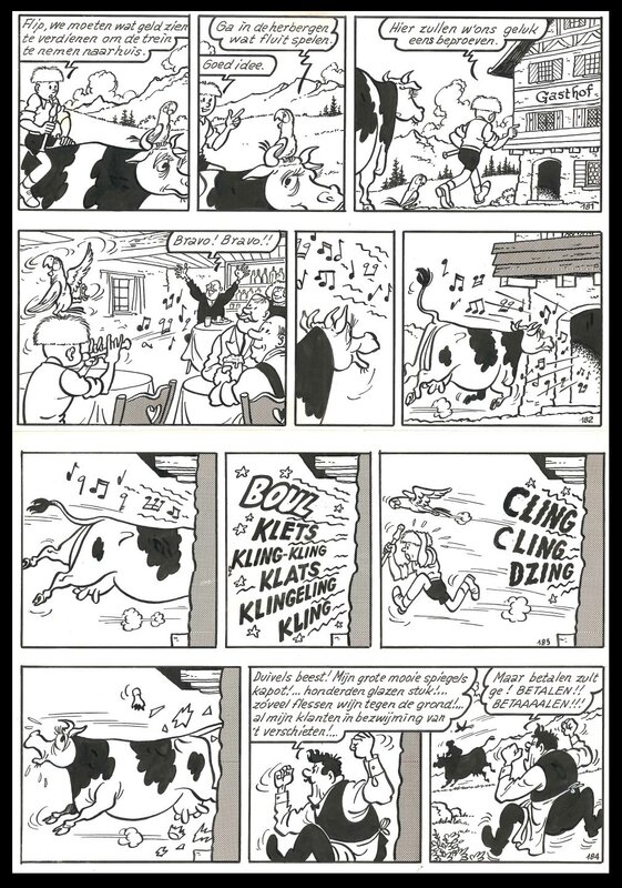 Jef Nys, Jommeke 5 : De muzikale Bella - Planche originale Jef Nys, Jommeke 5 : De muzikale Bella - Planche originale