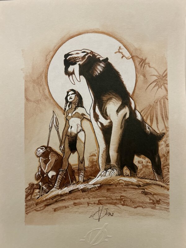 Smilodon and Co. by Olivier Vatine - Original Illustration Smilodon and Co. by Olivier Vatine - Original Illustration