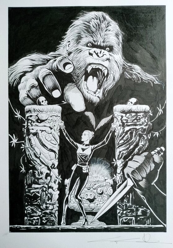Guiseppe Candita, Eva Kant (Diabolik) & King Kong - Illustration originale Guiseppe Candita, Eva Kant (Diabolik) & King Kong - Illustration originale