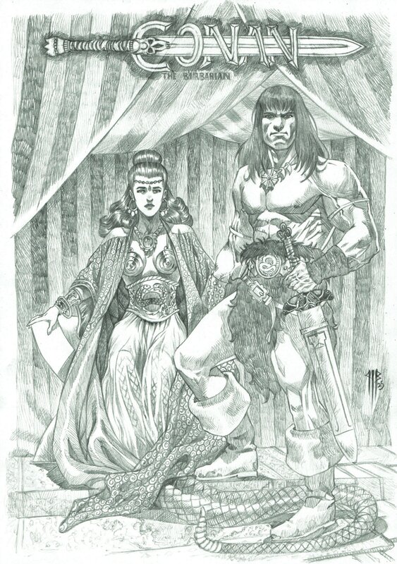 En vente - Philippe Bringel, Conan et la pricesse serpent - Planche originale