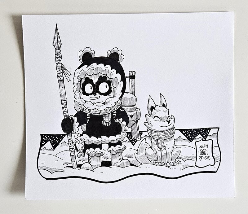 Dessin original de l'Inktober 2025 : Panda Arctique par oTTami ! - Illustration originale