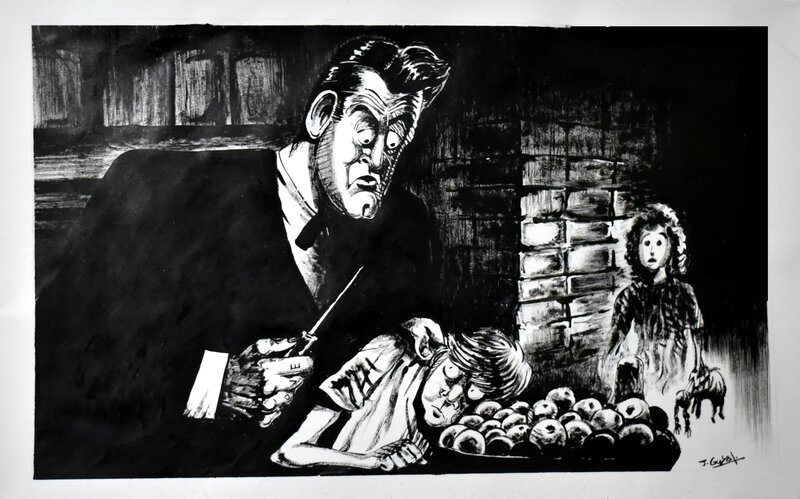 For sale - La nuit du chasseur by Johann Guyot - Original Illustration