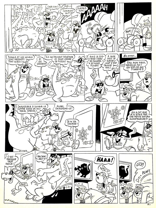 Claude Marin, Carl Barks, Walt Disney, Marin, Donald Duck, Miss Tick et les monstres, planche n°6, 1985. - Comic Strip