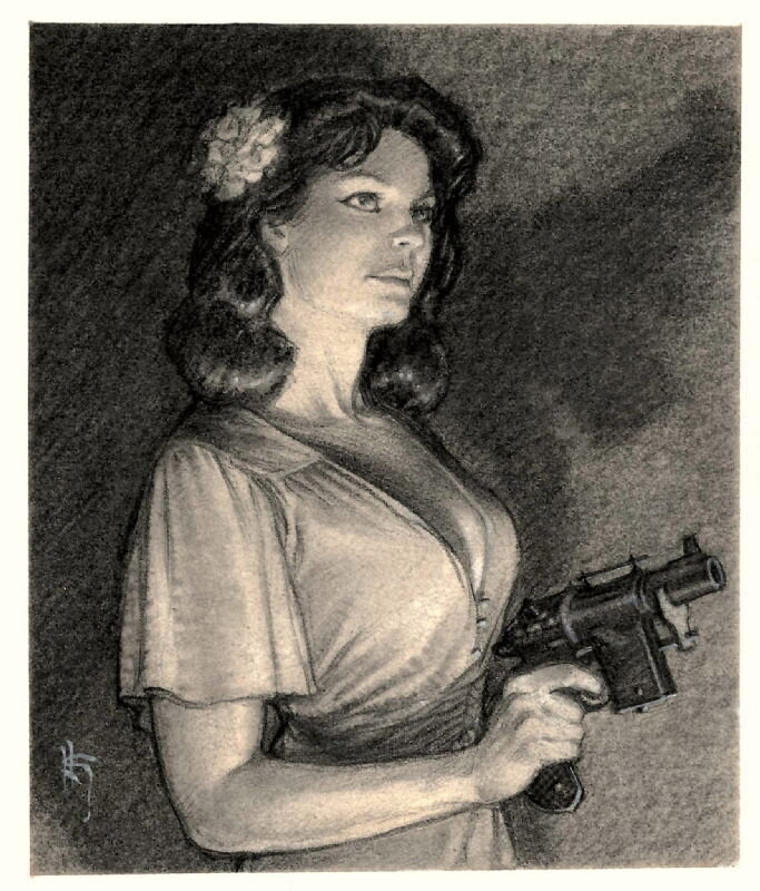 Mark Schultz, Miss Savanah Harley Davidson - Original Illustration