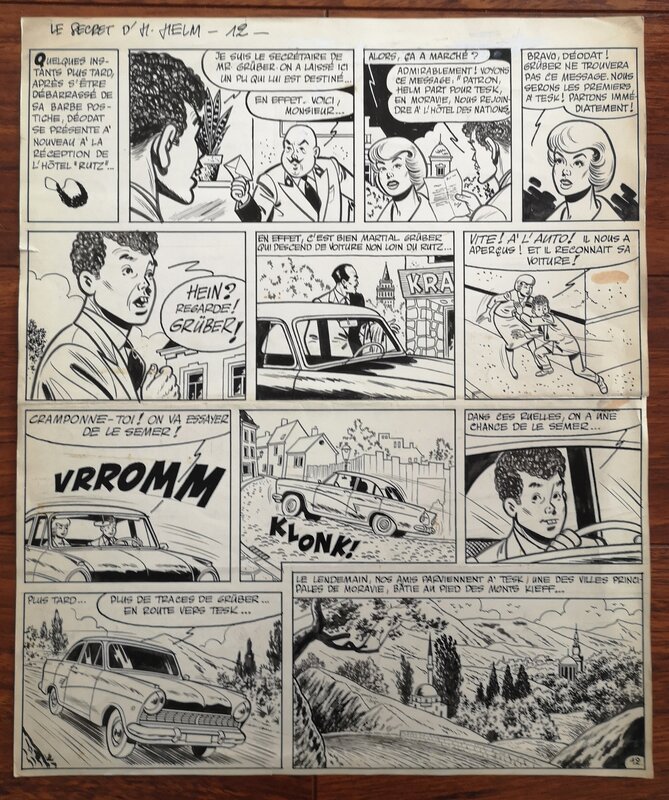 For sale - (1959) Reding - Prunelle - Le secret d'Heinrich Helm - Planche originale 12 - Comic Strip For sale - (1959) Reding - Prunelle - Le secret d'Heinrich Helm - Planche originale 12 - Comic Strip