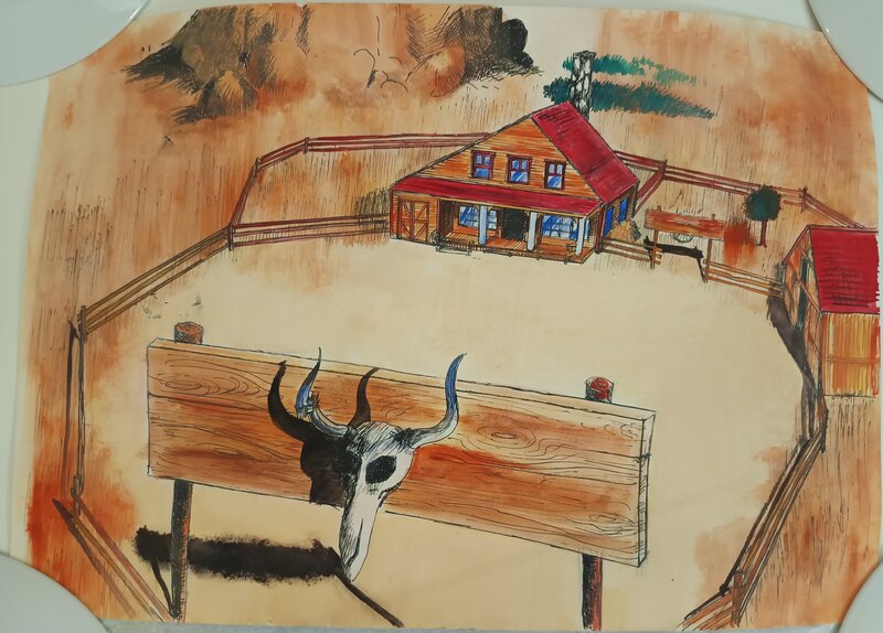 François Boucq, Ranch? Prémices du Far West ? - Original Illustration François Boucq, Ranch? Prémices du Far West ? - Original Illustration