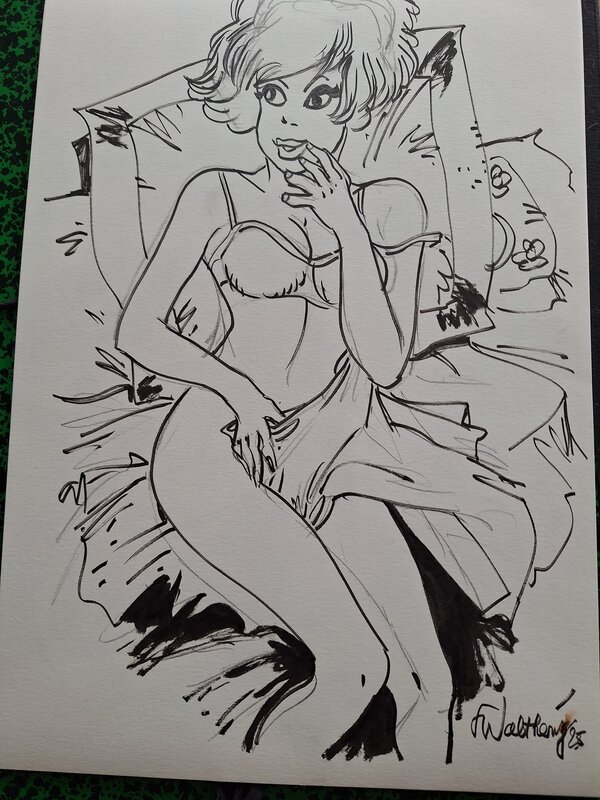 For sale - François Walthéry, Natacha sur ses coussins - Comic Strip For sale - François Walthéry, Natacha sur ses coussins - Comic Strip