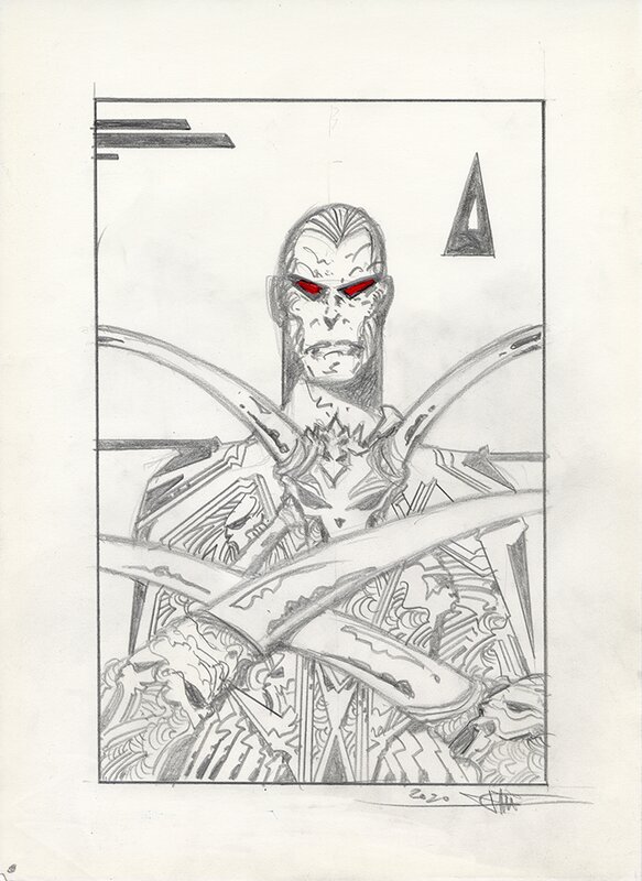 En vente - Philippe Druillet, Mecha-Sloane – dessin 43 - Illustration originale