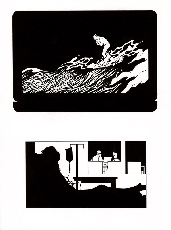 En vente - AJ Dungo, In Waves – illustration originale – 007 - Illustration originale