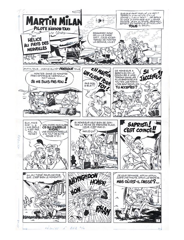 En vente - Christian Godard, 1968 - Martin Milan : Hélice au Pays des Merveilles - Planche originale