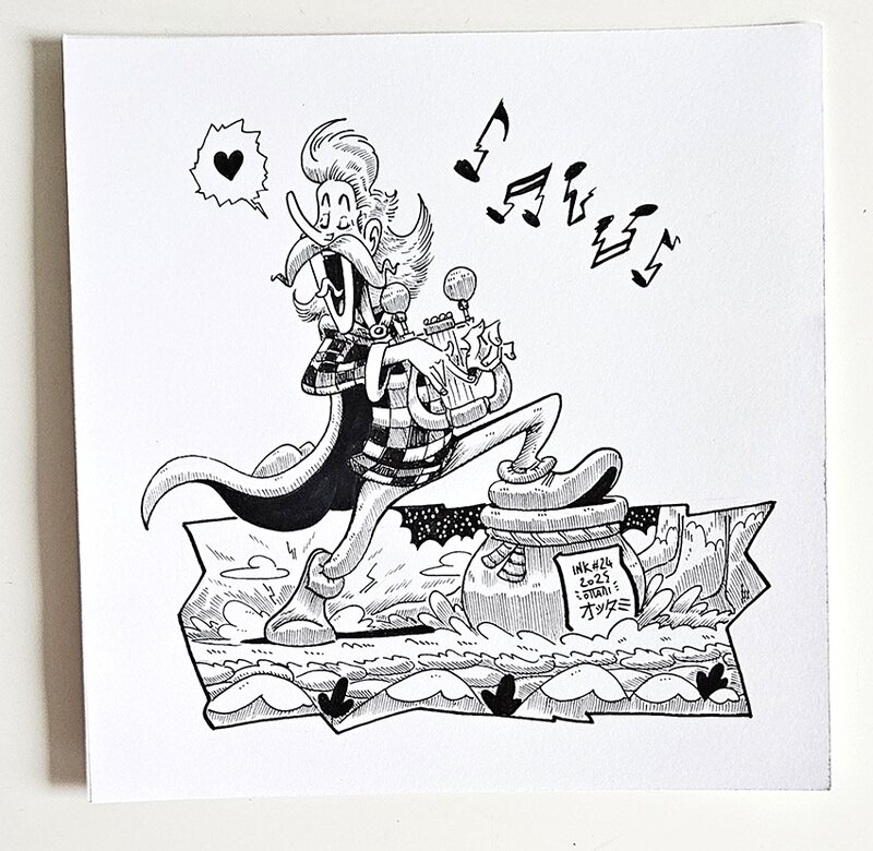 Dessin original de l'Inktober 2025 : Assurancetourix par oTTami ! - Illustration originale