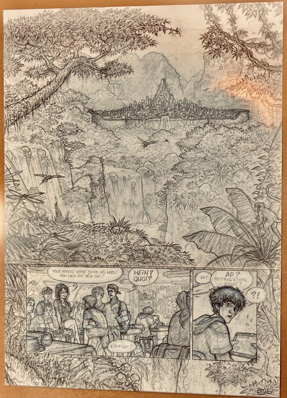 En vente - Siteb, Bernard Swysen, Éditions Soleil - Page 1 et pages de garde - Les Rescapés d'Eden T1 - Planche originale