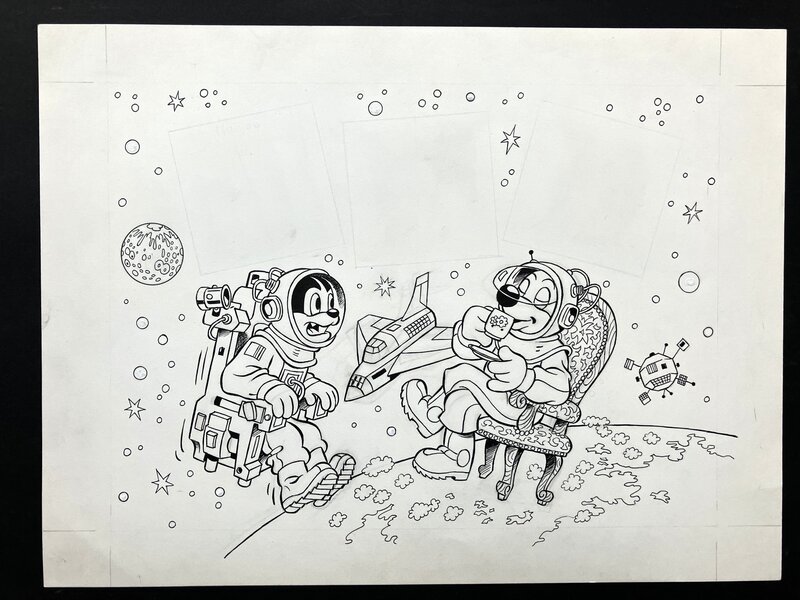 En vente - Cavazzano : Pif et Hercule dans l'espace - Illustration originale