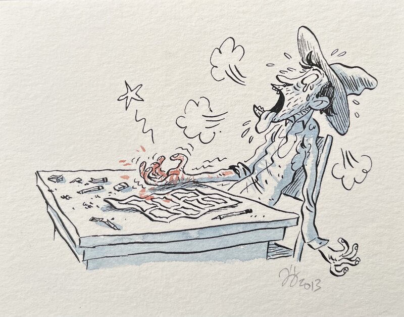 Jérôme Jouvray, Lincoln après une journée de dessins - Planche originale