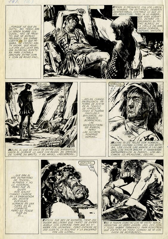En vente - Alberto Breccia, Mort Cinder - La bataille des thermopyles - Planche originale