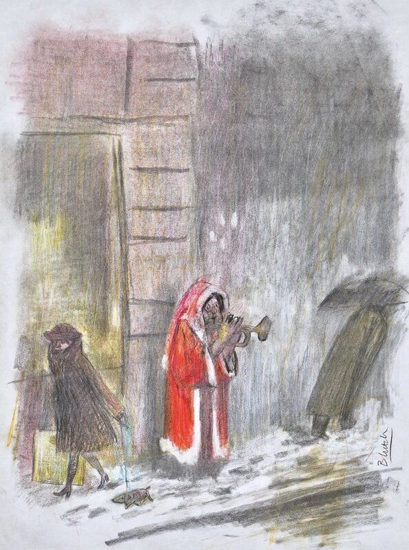 Dans la rue par Blutch - Illustration originale