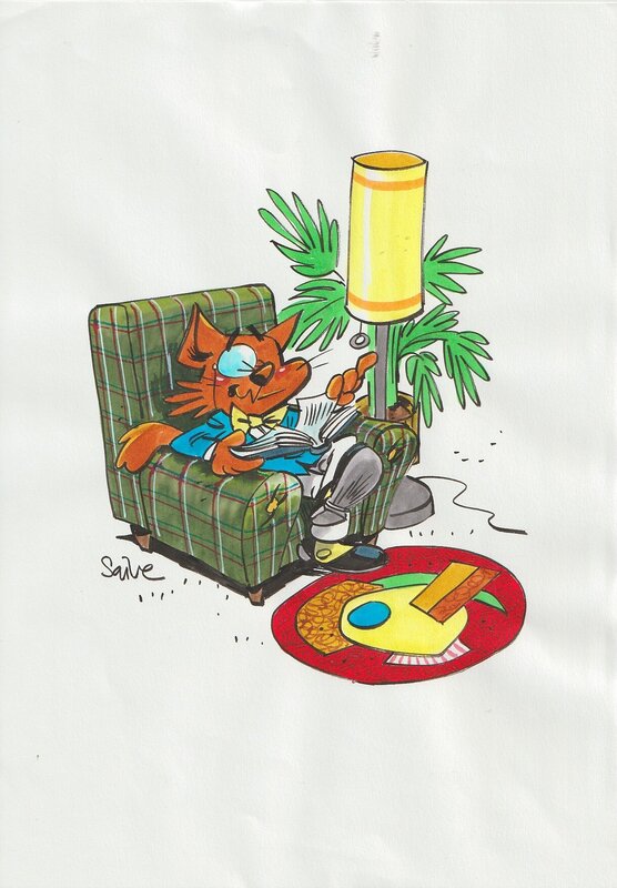Chaminou lecteur par Olivier Saive - Illustration originale