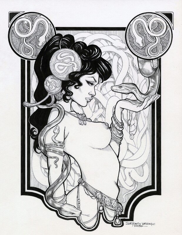 Femme aux serpents par Sorgone et Arhkage - Illustration originale