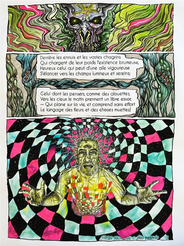 Gama Benzeno, Elévation 3/3, Charles Baudelaire - les fleurs du mal, mise en couleur de la planche originale - Mise en couleur