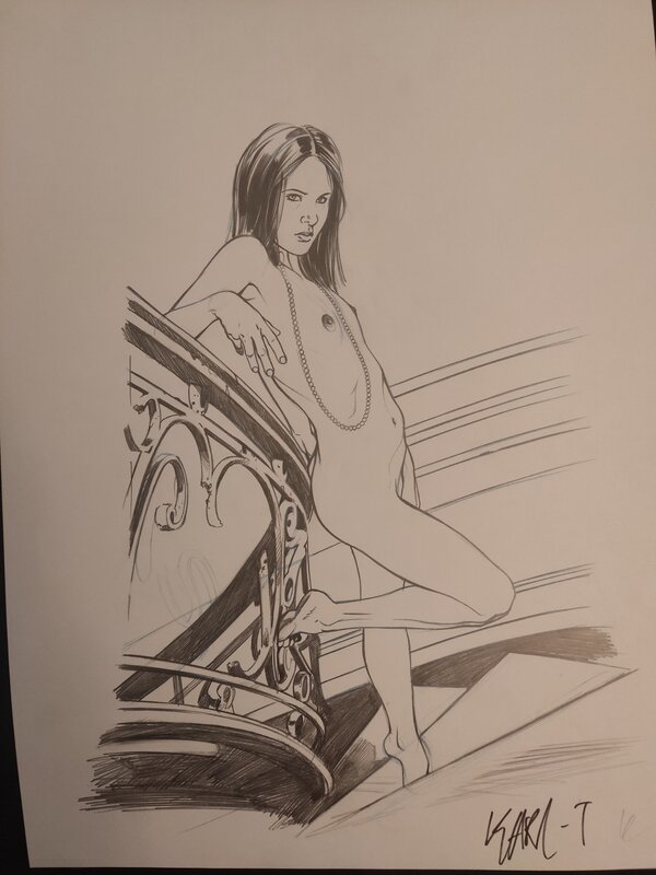 For sale - Karl Tollet, Femme nue dans les escaliers - Comic Strip