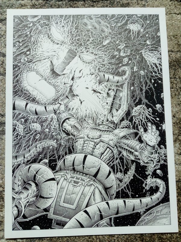 En vente - Planche originale galactus vs ego the living planet / giorgio comolo - Illustration originale