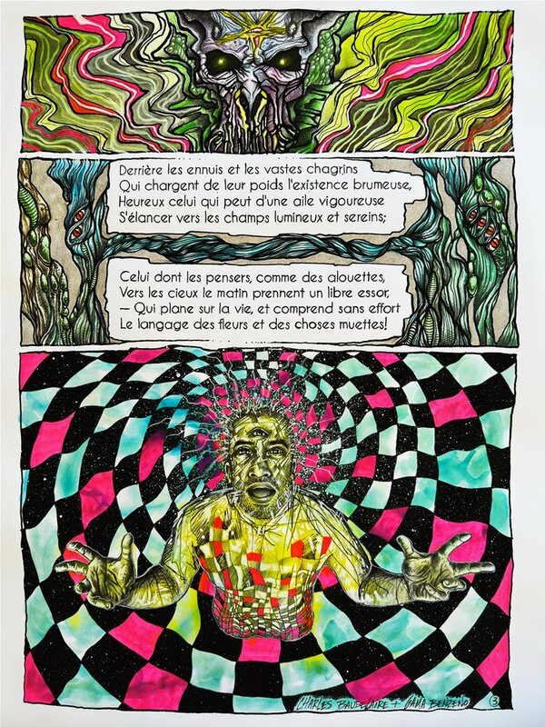 Gama Benzeno, Elévation 3/3, Charles Baudelaire - les fleurs du mal, mise en couleur de la planche originale - Mise en couleur