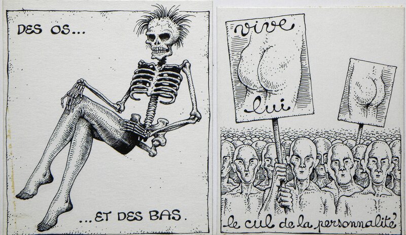 En vente - « Des Os et des Bas & le Cul de la Personalité » – Illustration originale – Jean Solé - Illustration originale