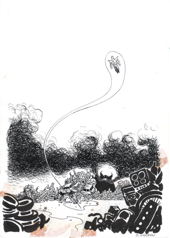 En vente - Grégory Mardon - illustration de la quatirème de couverture de Cycloman - Couverture originale