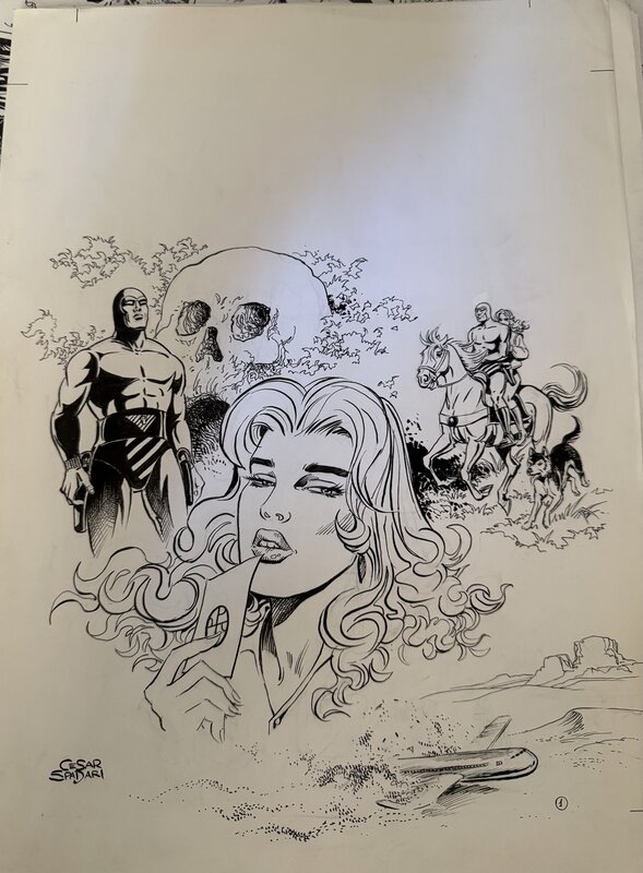 César Spadari, The Murder Victim First Page . SIGNED - Comic Strip