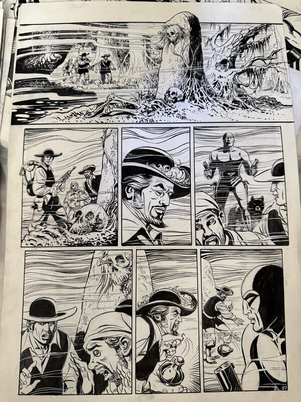 The Phantom with the artist Cesar Spadari as a model for a Pirate - Planche originale