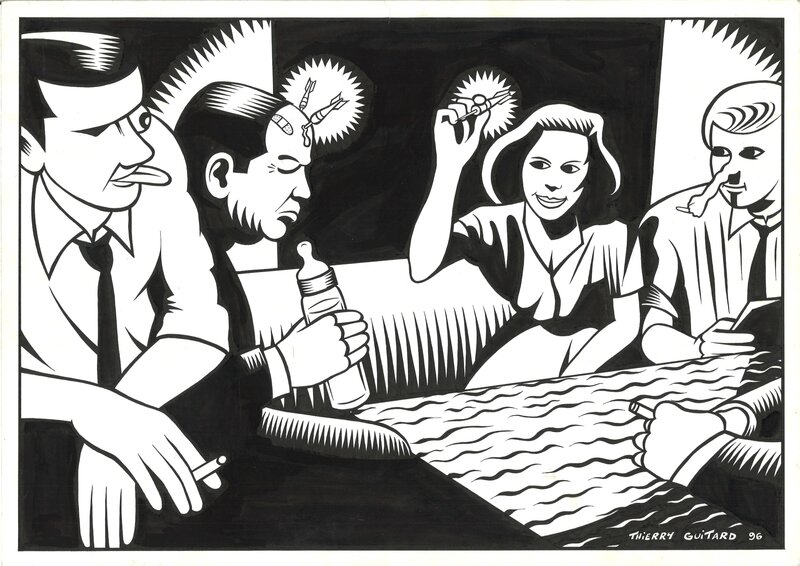 En vente - Thierry Guitard - illustration pour une étiquette de Meursault - Illustration originale