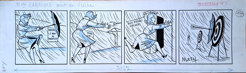 Mary, Jean Blondeau, Mlle Cabriole part en flèche - Planche originale