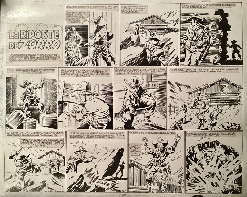La Riposte de Zorro par André Oulié - Planche originale