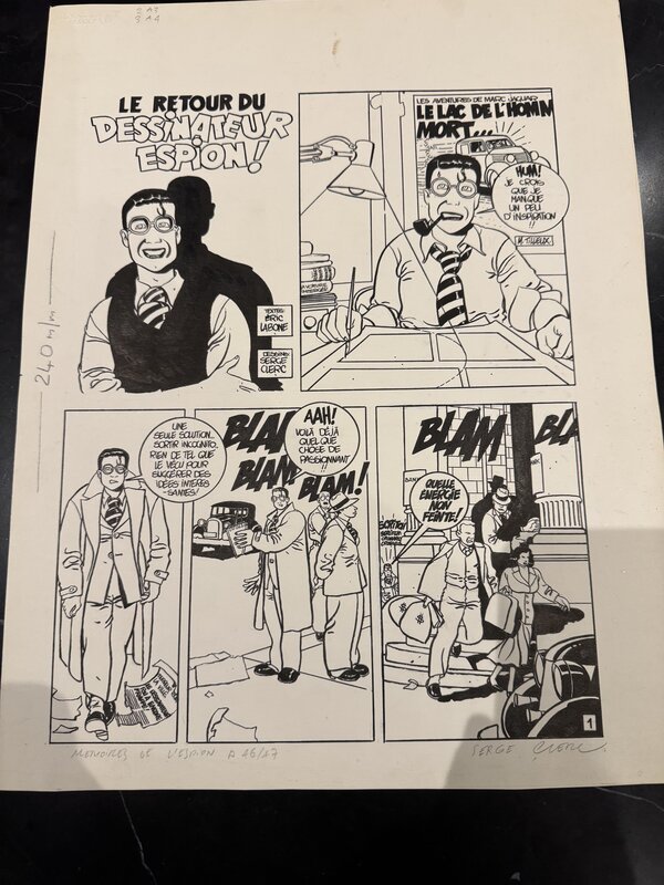 En vente - Serge CLERC LE DESSINATEUR ESPION PLANCHE ORIGINALE NO 1 - Planche originale