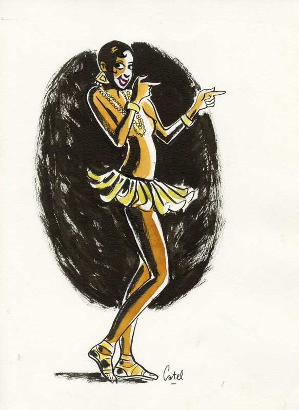 En vente - Catel, Joséphine BAKER – Dessin original pour une expo institutionnelle à Saint-Quentin – R32 - Illustration originale