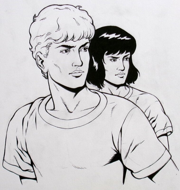 Christophe Simon, Jacques Martin, Simon, Alix et Enak, illustration promotionnelle Casterman, 2006. - Illustration originale