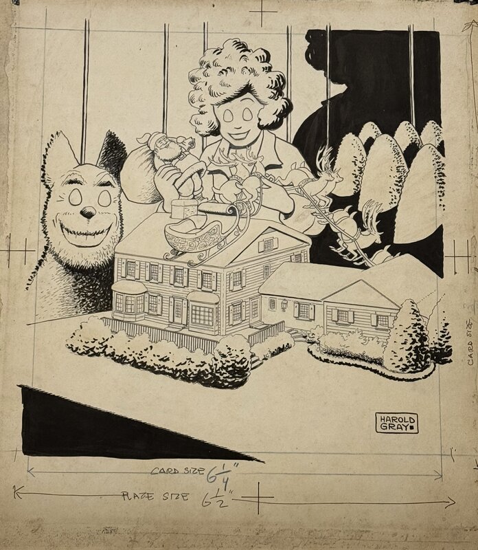 Harold Gray, Little Orphan Annie Christmas Card 1953 - Planche originale