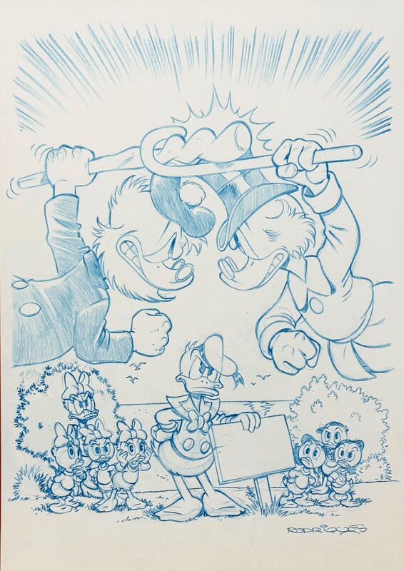 Paco Rodriguez Peinado, Couverture (Crayonné) - Oncle Picsou et Gripsou se disputent - Original Cover