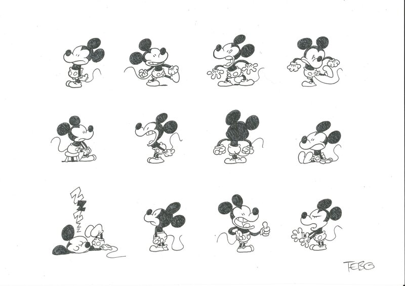 Tébo, Walt Disney, Tebo, la jeunesse de Mickey, illustrations, 2016. - Illustration originale